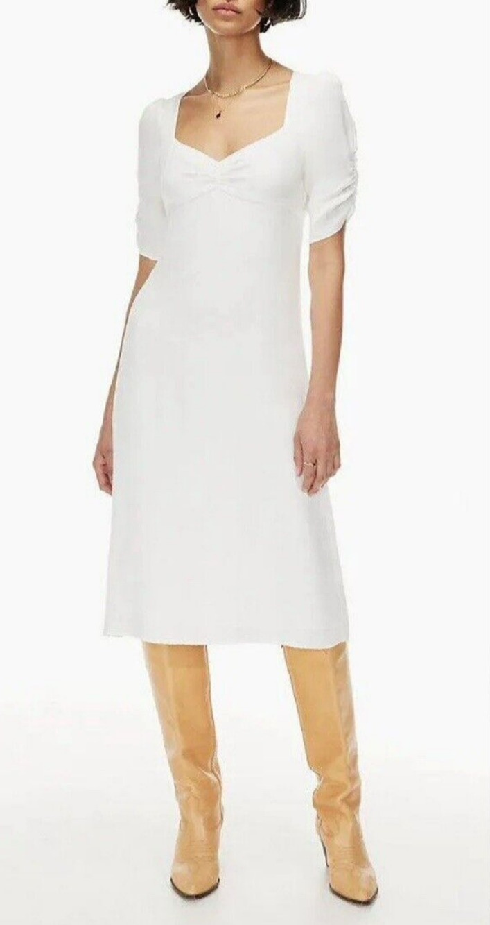 Aritzia Wilfred Baudelaire Dress 4 White Midi Puff Sleeve Milkmaid Cottagecore